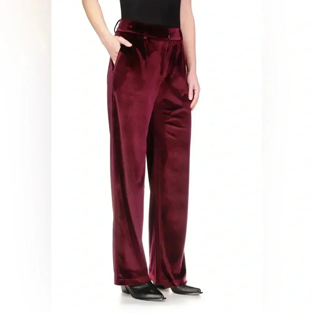 Sanctuary Faye Velvet Pleated Wise Leg Pants